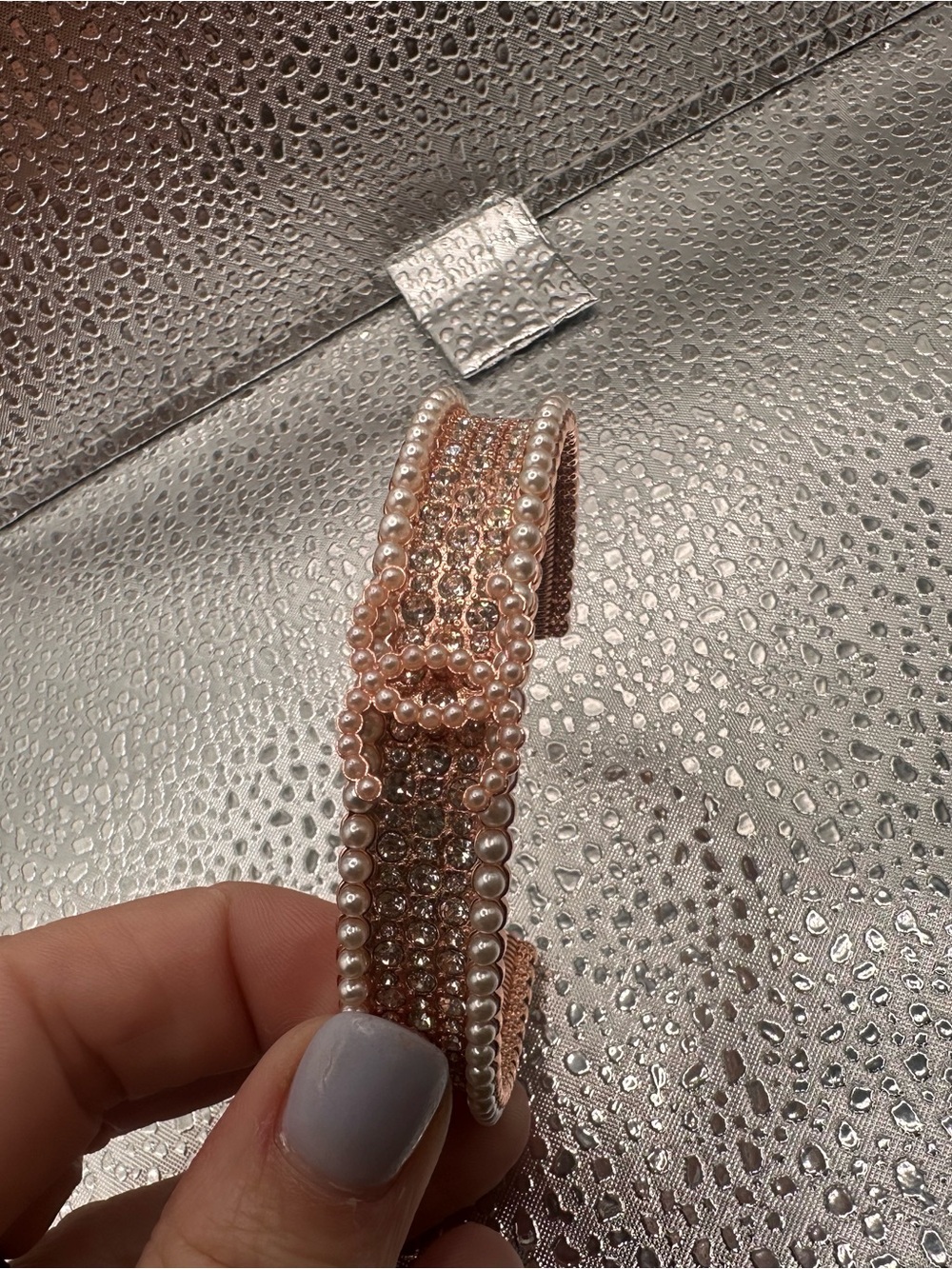 Pearl & Crystal Rose Gold cuff bracelet